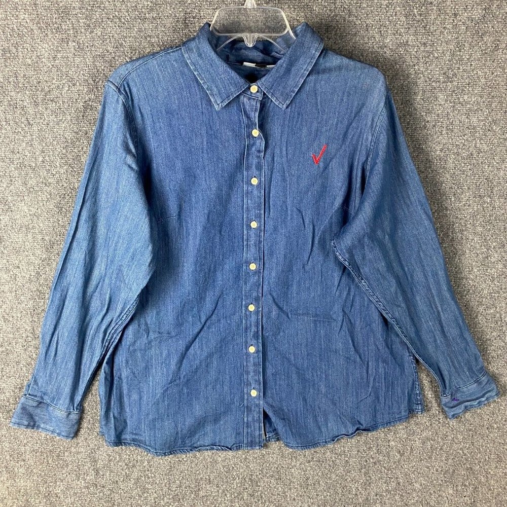 Doc & Amelia Button Up Top Women's 2XW Long Sleeve Cotton Adults